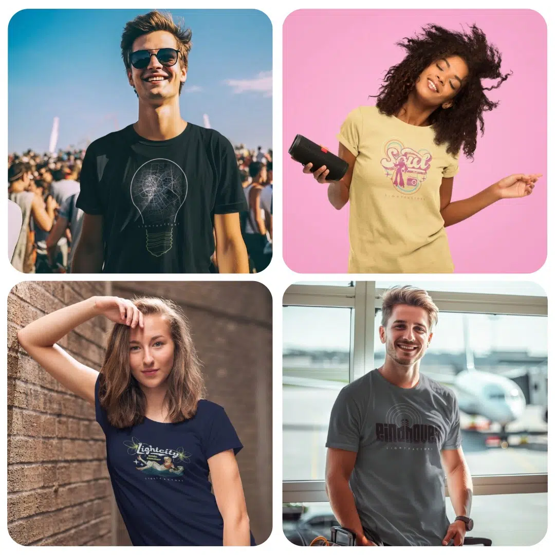 Nieuwe collectie Lichtstadkunst T-shirts | 4 heren & 3 dames