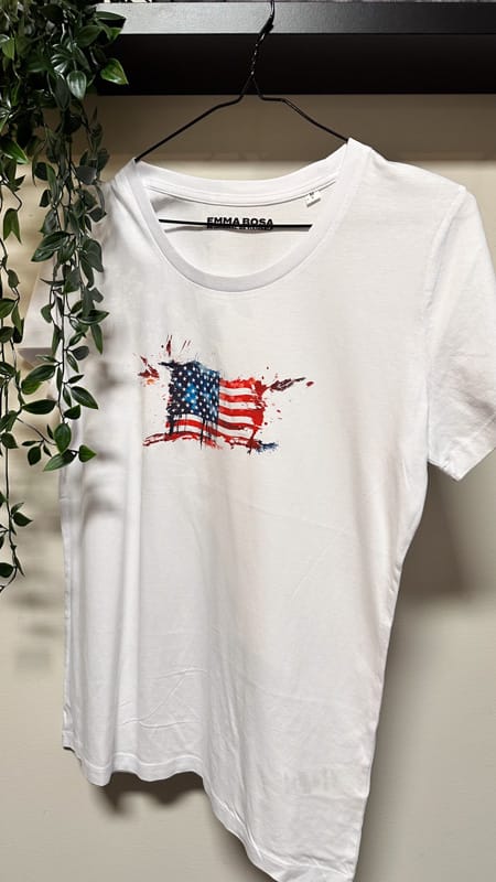 T-Shirt Dames USA Flag maat M