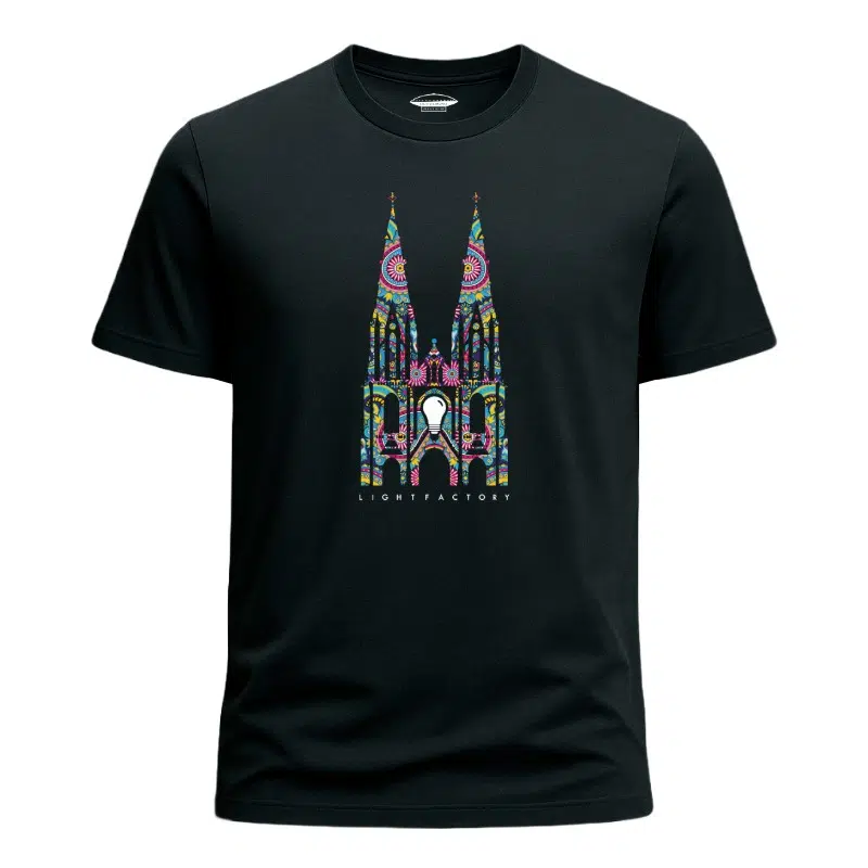 GLOW 2025 T-shirt – Lichtstadkunst – GLOW 2025 Sint Catharina kerk Eindhoven Heren