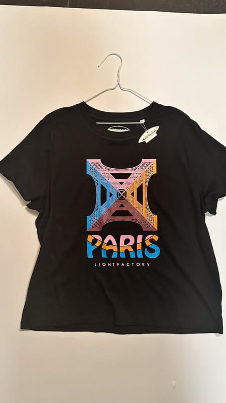 zwarte T-shirt dames Paris – Sale, Lichtstadkunst – Zwart T-shirt Dames Paris - Maat XXL