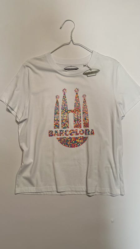 T-shirt Dames Barcelona – Sale, Lichtstadkunst – Wit Dames T-shirt Barcelona - Maat L