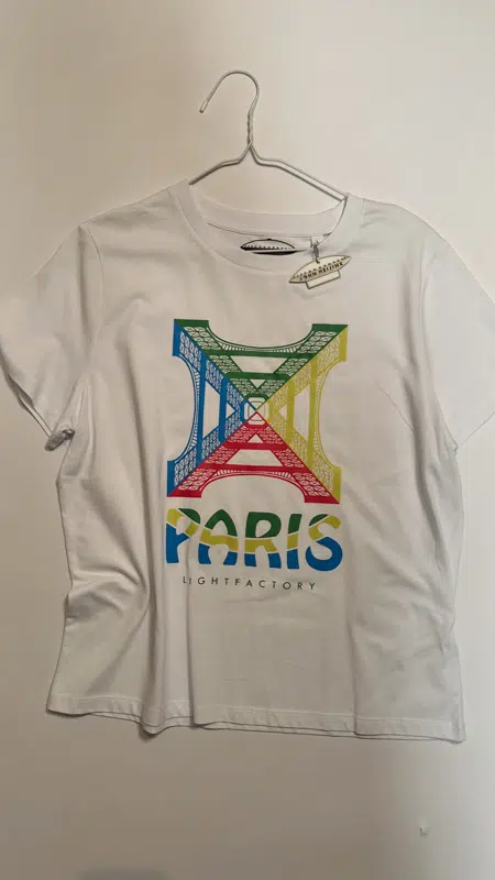 dames T-shirt Paris – Sale, Lichtstadkunst – Dames T-shirt Paris Wit - Maat XL