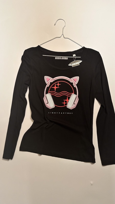 Longsleeve Dames Headphone Kitty – Sale, Lichtstadkunst – Longsleeve Dames Headphone Kitty Zwart - Maat XS