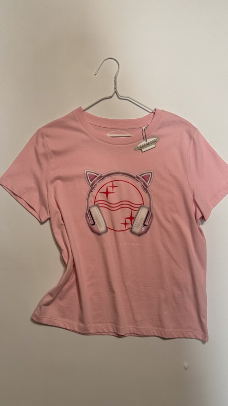 T-shirt Dames Headphone Kitty Pink – Sale, Lichtstadkunst – T-shirt Dames Headphone Kitty Pink - M