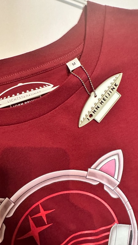 Dames T-shirt Headphone Kitty Burgundy - Maat M - Afbeelding 4